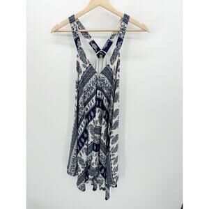 Sugar + Lips Womens Bandana Dress Size S Blue Paisley Tank Flowy Boho Hippie
